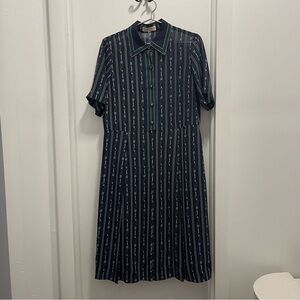 Vintage navy shirt dress with rope pattern